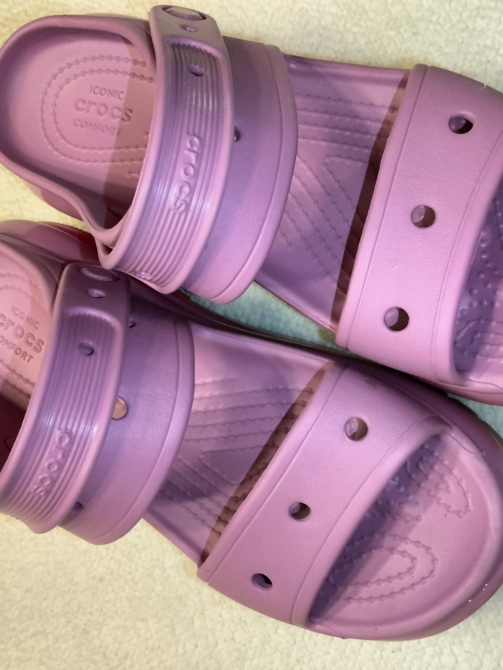 CROCS Double-Strap Slide Sandals in Lavender Pink
